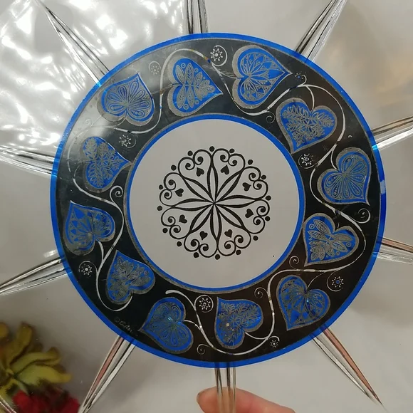 Culver Glass Mid Century Modern Blue Hearts Bar Set - Picture 11 of 16